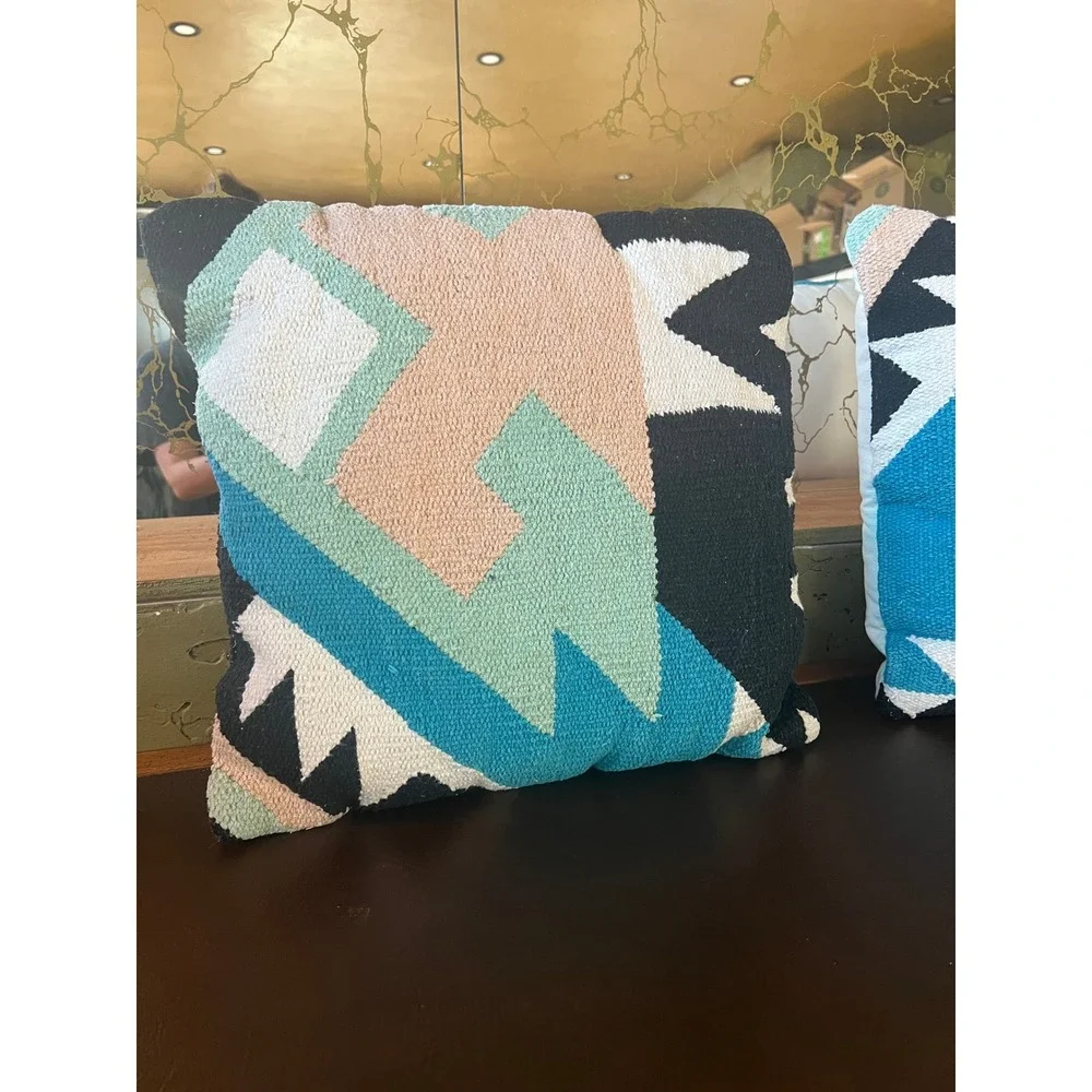 Colorful Geometric Kilim Pillows Urban Outfitters Desert Modern Set‎ 2 Boho